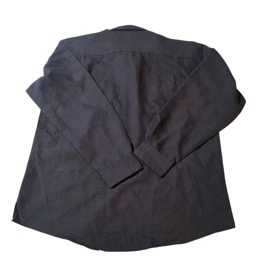 Men's long sleeve button-down casual dark gray texture shirt M